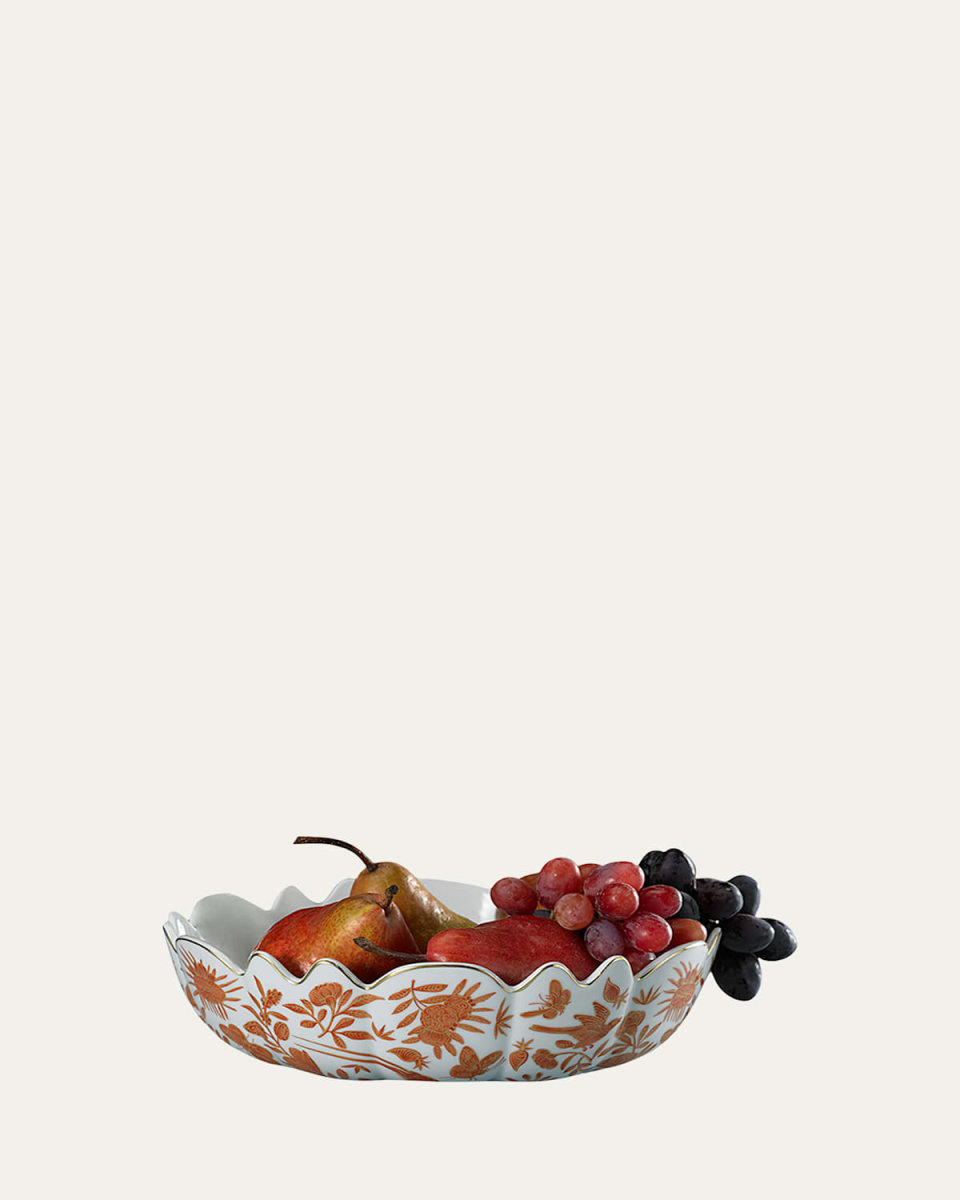 Sacred Bird & Butterfly Scalloped Bowl